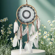 Wyposażenie pokoiku dziecięcego - Łapacz snów szydełkowy boho dekoracja ścienna amulet - miniaturka - grafika 1