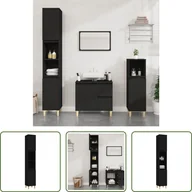 Szafki łazienkowe - The Living Store Szafka łazienkowa czarna 30x30x190 cm materiał drewnopochodny - miniaturka - grafika 1