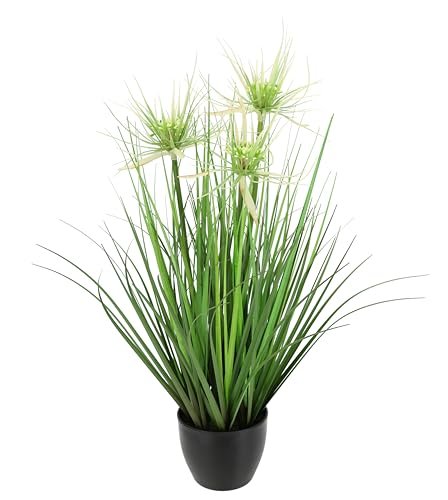 Flair Flower Sztuczna protea w krzaku trawy w doniczce, poduszka na igły, busz, trawa brzegowa, trawa dekoracyjna, sztuczna trawa, roślina zielona, trawa soliterska, roślina dekoracyjna