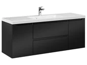 Szafki łazienkowe - Szafka Wisząca Z Umywalką ETH 120 cm D - Czarny Mat - miniaturka - grafika 1