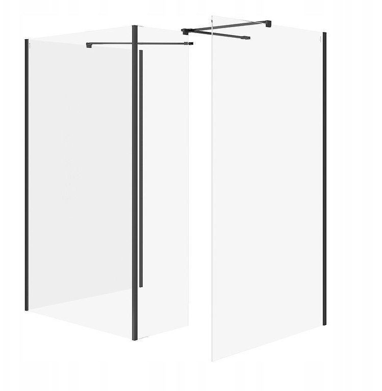 Cersanit kabiny walk-in SET B807: Kabina walk-in MILLE ścianka stała czarny 90x90x90x30x200 S601-194