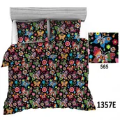 Pościel dla dzieci - Extrapościel Pościel bawełniana 100x135 1357E czarna motylki kwiatki gwiazdki kolorowe 565P - miniaturka - grafika 1