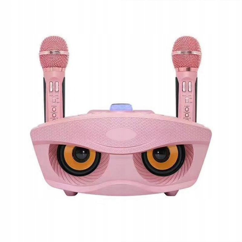 KARAOKE BEZPRZEWODOWY ZESTAW GŁOŚNIK 2 MIKROFONY BLUETOOTH NA IMPREZY PINK