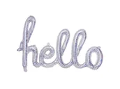 Balony i akcesoria - Party Deco Balon foliowy srebrny holograficzny hello 72x45 cm. FB5H-016H - miniaturka - grafika 1