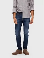 Spodnie męskie - Selected Homme Jeansy Leon 16088264 Granatowy Slim Fit - miniaturka - grafika 1
