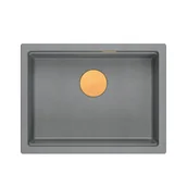 Zlewozmywaki - JOSH 110 GraniteQ zlewozmywak silver stone 59,5x45,1x21,5 cm 1-komorowy wpuszczany z syfonem manualnym miedziany - miniaturka - grafika 1