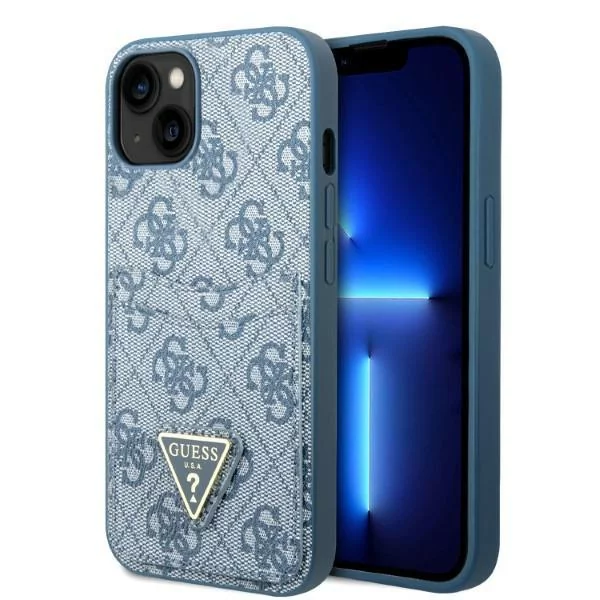 Etui Guess do iPhone 13 6,1" niebieski/blue hardcase 4G Triangle Logo Cardslot