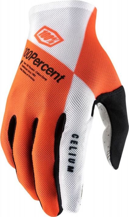 100% Rękawiczki 100% CELIUM Glove fluo orange white roz. M długość dłoni 187-193 mm NEW
