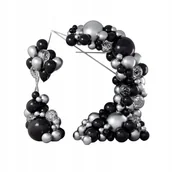 Balony i akcesoria - Zestaw balonów urodziny ścianka balonowa girlanda czarno srebrna - miniaturka - grafika 1