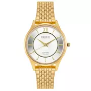 Zegarki damskie - Złoty damski zegarek z bransoletką PACIFIC S6027-15 - miniaturka - grafika 1