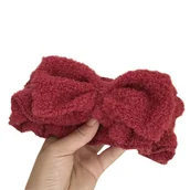 Ozdoby do włosów - Opaska do włosów kosmetyczna bordowa kokarda - miniaturka - grafika 1