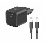 Ładowarki do telefonów - Ładowarka sieciowa Swissten GAN 1x USB-C 20W PD + Datový kabel USB-C/USB-C 1,2 M (22070130) Czarna - miniaturka - grafika 1