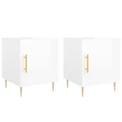 Szafy i szafki dla dzieci - ﻿Szafki nocne, 2 szt., białe z połyskiem, 40x40x50 cm - miniaturka - grafika 1