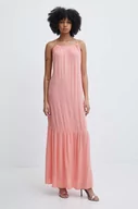 Sukienki - Tommy Hilfiger sukienka kolor różowy maxi rozkloszowana UW0UW05406 - miniaturka - grafika 1