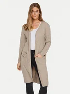 Swetry damskie - Vero Moda Kardigan 10215434 Beżowy Regular Fit - miniaturka - grafika 1