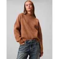 Swetry damskie - Calvin Klein Jeans Półgolf | Regular Fit | z dodatkiem wełny - miniaturka - grafika 1