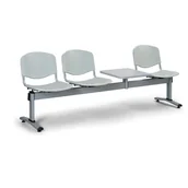 Inne meble biurowe - B2B Partner Ławka do poczekalni plastikowa VERONA - 3 siedziska + stołek, szary 479071 - miniaturka - grafika 1