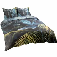 Pościel - Pościel satynowa 220x200 Liście czarna turkusowa SATYNLOVE PREMIUM - miniaturka - grafika 1