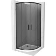 Kabiny prysznicowe - Mexen Rio kabina prysznicowa półokrągła 80x80 cm, grafit, czarna + brodzik Flat, biały - miniaturka - grafika 1