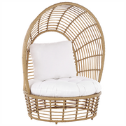 Fotele i krzesła ogrodowe - Shumee Rattanowy fotel kokon beżowy LIDO 260138 - miniaturka - grafika 1