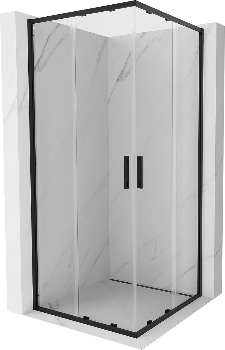 Mexen Exo kabina prysznicowa kwadratowa rozsuwana 85 x 85 cm, transparent, czarna - 8111-085-085-70-00