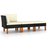 Meble ogrodowe - vidaXL 3-cz zestaw wypoczynkowy do ogrodu rattan PE i eukaliptus 315769 - miniaturka - grafika 1