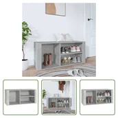 Szafki na buty - The Living Store Stojak na buty betonowy szary 100x35x45 cm materiał drewnopochodny - miniaturka - grafika 1