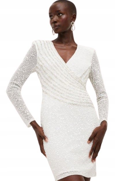 KAREN MILLEN SUKIENKA ZDOBIONA BIAŁA MINI 34 YŁU