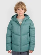 Kurtki i kamizelki sportowe męskie - 4F Kurtka puchowa z wypełnieniem syntetycznym chłopięca - zielona 122 (6-7 lat) - miniaturka - grafika 1