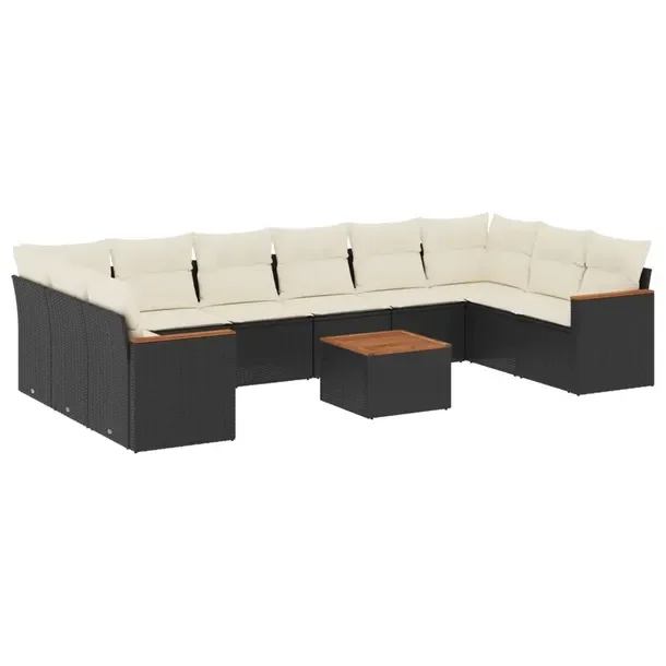 Zestaw mebli ogrodowych z rattanem PE, czarny, wymiary: 62x62x69 cm, 55x62x