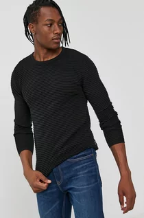 Swetry męskie - Solid Sweter męski kolor czarny ciepły - grafika 1