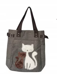 TORBA DAMSKA NA RAMIĘ DUŻA NA ZAMEK Z KOTKAMI - Torby sportowe - miniaturka - grafika 1