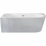 Wanny - Besco WA-150-ZLSR ZOYA GLAM SREBRNA Wanna wolnostojąca przyścienna syfon z przelewem chrom 150x75 lewa - miniaturka - grafika 1