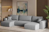 Narożniki - Sofa w kształcie U CAPRI narożnik tkanina Poso jasnoszary - miniaturka - grafika 1