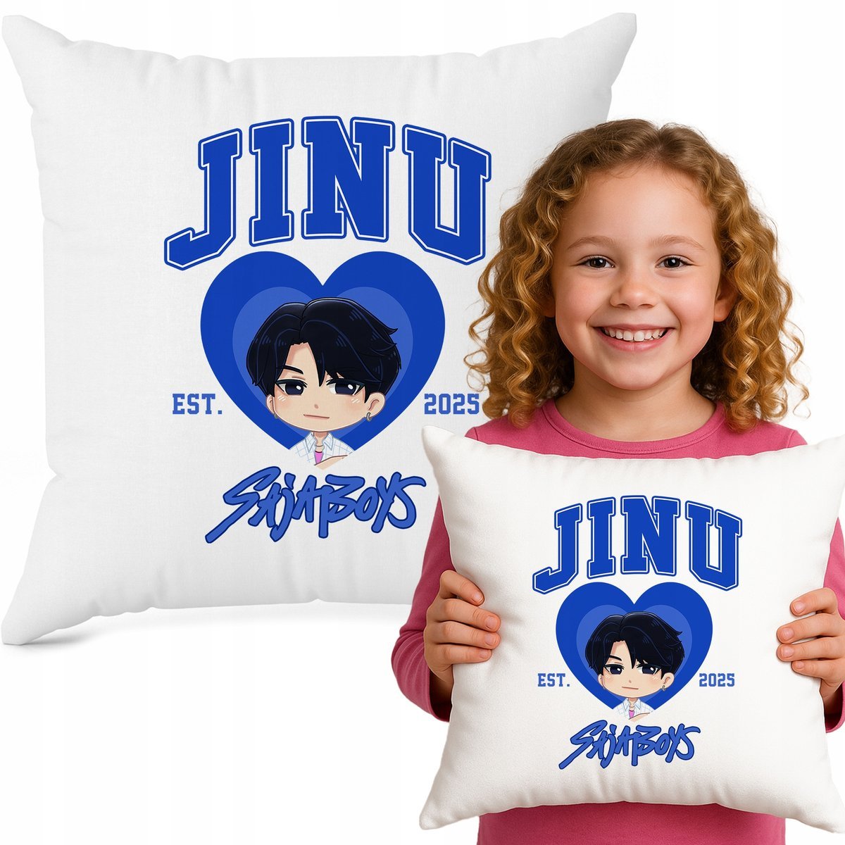 Poduszka Biała Ozdobna JINU SAJABOYS Bajka Hit 40cmX40cm K-pop Muzyka Wzory