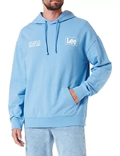 Lee Męska bluza z kapturem z logo, niebieska (prep blue), rozmiar M, Prep Blue, M - Bluzy męskie - miniaturka - grafika 1