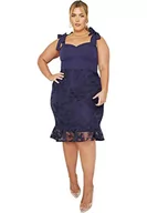 Sukienki - Chi Chi London Damska sukienka plus size, wiązana, haftowana, bodycon, w kolorze granatowym, koktajlowa, granatowy, 48-Plus - miniaturka - grafika 1