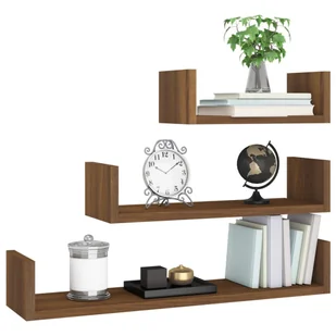 Lumarko Półki ścienne, 3 szt., brązowy dąb, materiał drewnopochodny - Półki do salonu - miniaturka - grafika 6