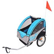 Przyczepki rowerowe - vidaXL Rowerowa przyczepka dla dzieci, szara i niebieska, 30 kg vidaXL - miniaturka - grafika 1