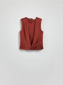 Bluzki damskie - Reserved - Bluzka z kopertowym przodem - karminowy - miniaturka - grafika 1