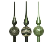 Ozdoby bożonarodzeniowe - Czubek Na Choinkę Zielony Ozdobny Ze Szkła Brokat - miniaturka - grafika 1