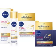 Zestawy kosmetyków damskich - NIVEA VITAL SOJA Regenerujący krem na noc 50 ml i na dzień 50 ml + Ujędrniające serum 40 ml - miniaturka - grafika 1