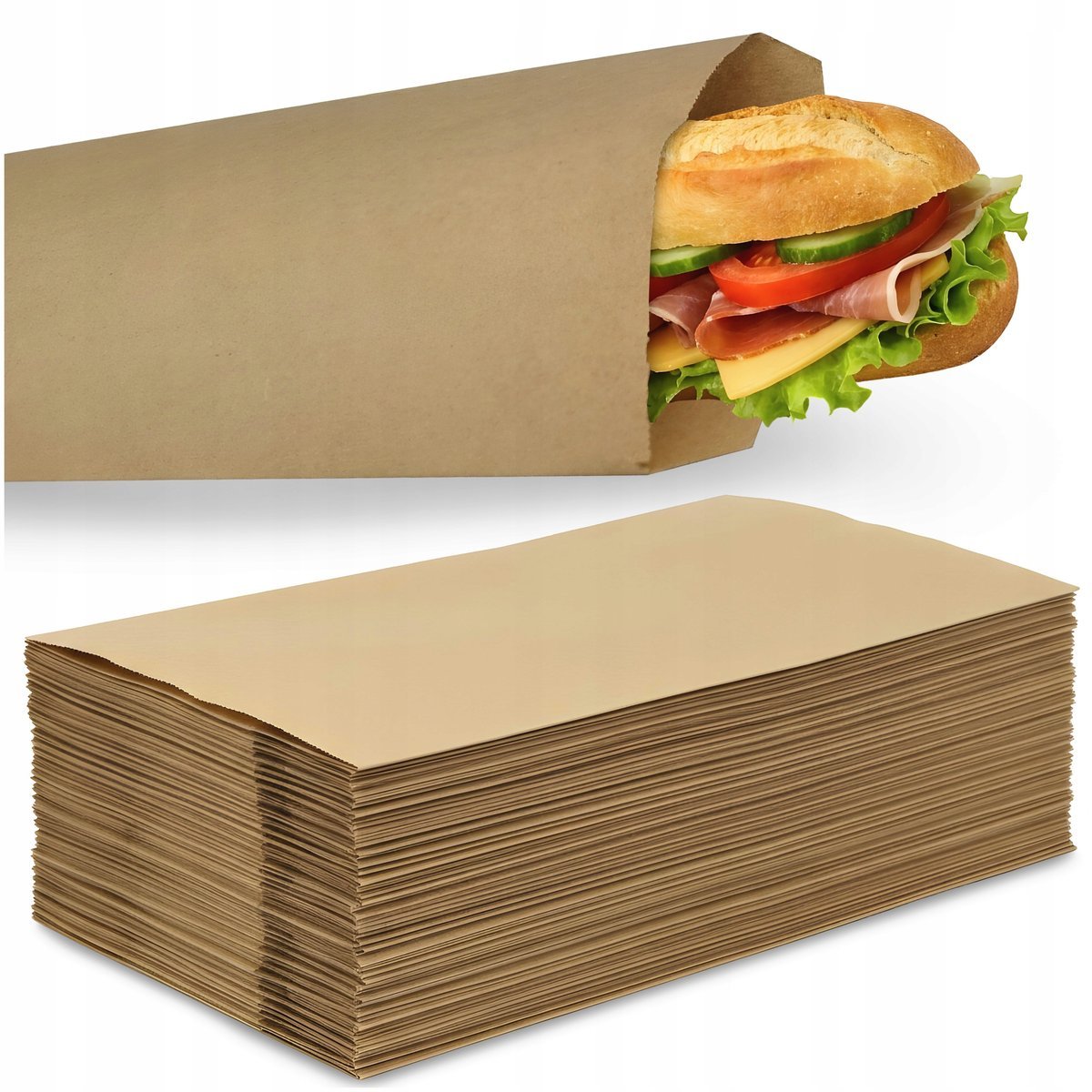 TORBY PAPIEROWE TOREBKA PAPIEROWA ŚNIADANIOWE BRĄZOWE EKO 12x29cm 1000 SZT.