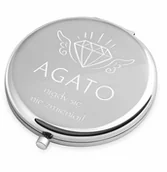 Lusterka do makijażu - Lusterko okrągłe srebrne z grawerem diament dla niej na imieniny - miniaturka - grafika 1