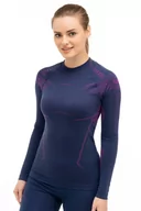 Bielizna sportowa damska - Bluza termoaktywna damska Brubeck Dry LS15690 jeansowy/fioletowy - miniaturka - grafika 1