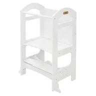 Taborety i hokery - Wieża edukacyjna 2w1 dla dzieci od 1 roku biała z drewna z tablicą Joyz - miniaturka - grafika 1