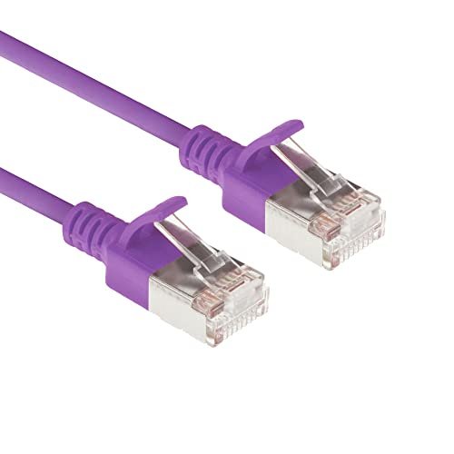 ACT CAT6a kabel sieciowy, U/FTP LSZH LAN cienki kabel 3,8 mm Slimline, elastyczny kabel CAT 6a z wtyczką RJ45, do stosowania w centrach danych, 3 metry, fioletowy – DC7303