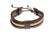 Bransoletki - Trzy Skórzane Rzemienie Brąz Beż Wiązana - miniaturka - grafika 1