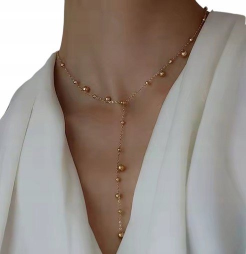 Wysoka Jakość Naszyjnik z Koralikami Celebrytka Biżuteria Stal Ch 316L 18K