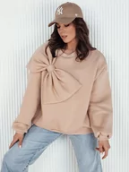 Bluzy damskie - Bluza damska oversize BOWLOOP beżowa Dstreet BY1262 - miniaturka - grafika 1